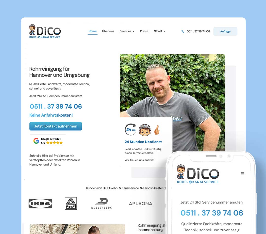 Website Webdesign DICO Rohr- und Kanalservice